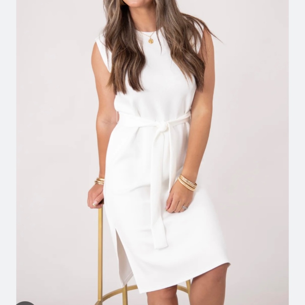 Spanx Air Essentials White Sleeveless Belted Tank Dress  Size XL